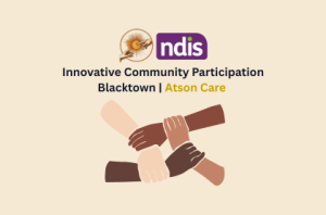 Diverse People holding hands under the atson care innovative community participation banner and title screen